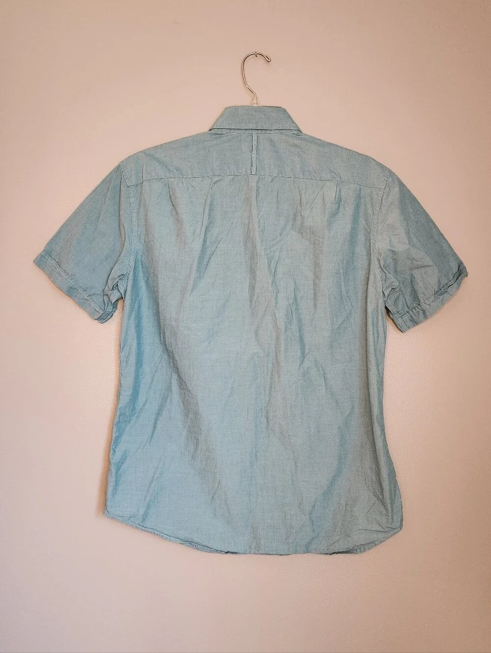 Mens Banana Republic Light Blue Short-Sleeve Button-Down Shirt Size Small